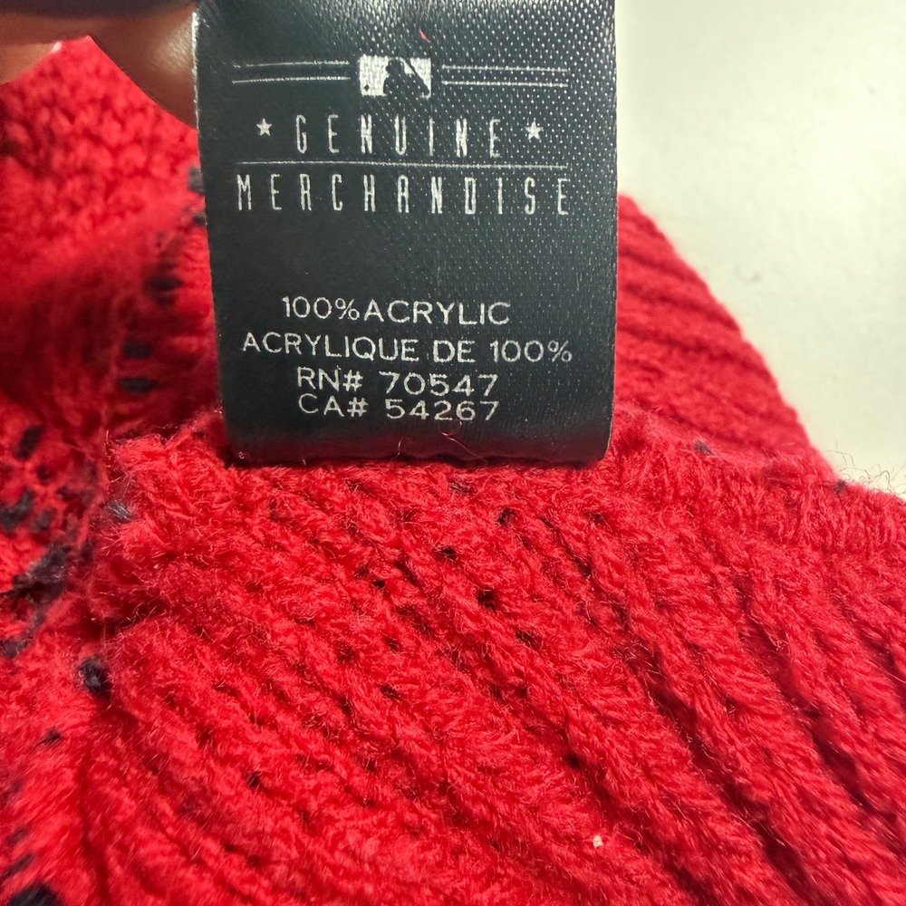 47 Brand World Series Beanie Hat‎ Red Black Pom Knit MLB Winter Streetwear - Picture 5 of 8
